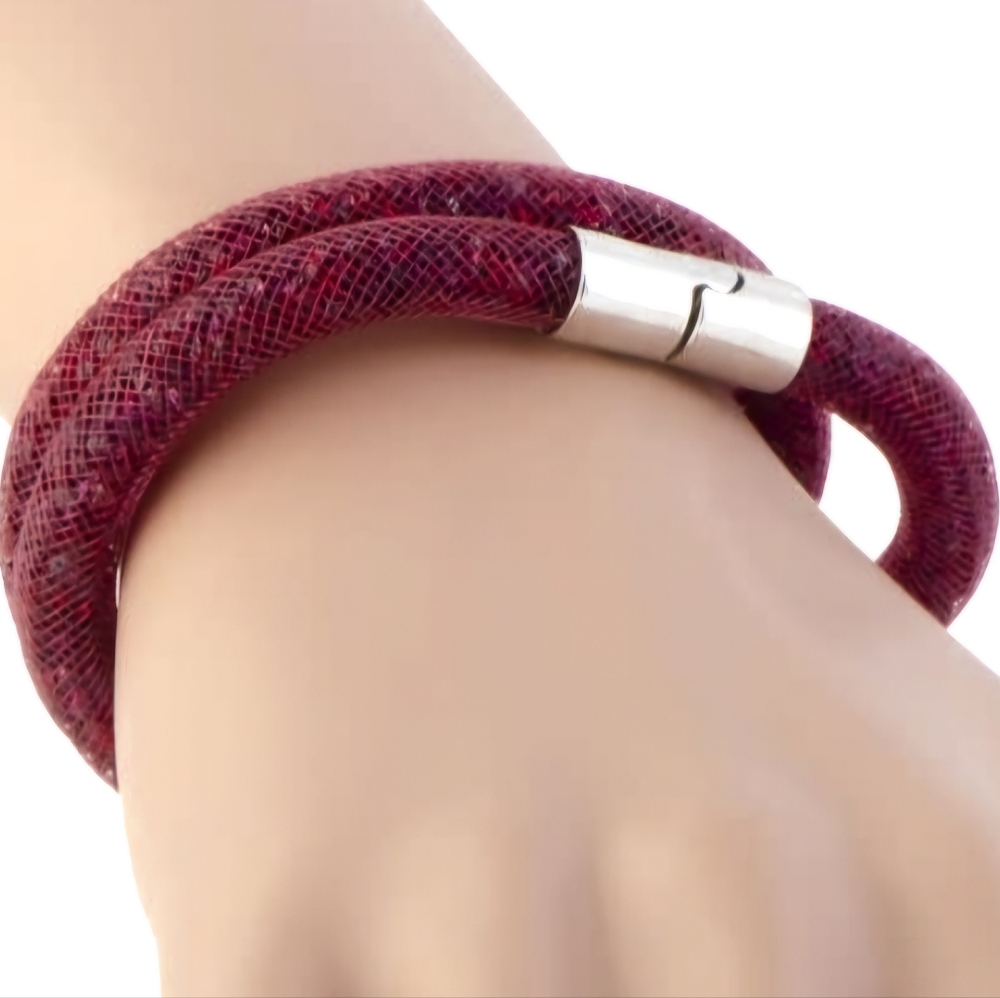 Swarovski Stardust Ruby Ladies Double Bracelet 5139748 ~ New - Picture 2 of 15